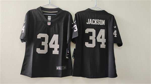 Women%27s Las Vegas Raiders #34 Bo Jackson Black Vapor Stitched Jersey